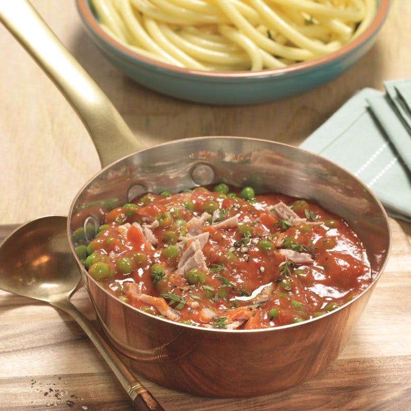 Photo de Bucatini au thon et aux petits pois prise par WW