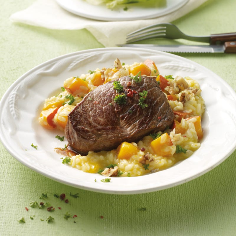 Foto van Risotto au potiron et steak de bœuf door WW