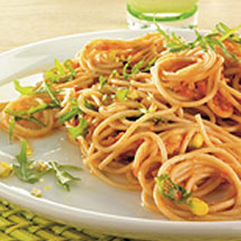 Photo de Spaghettis complets aux tomates, pesto au fromage de chèvre prise par WW