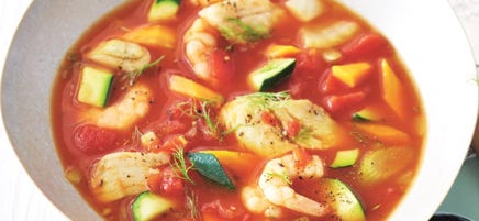 Provençaalse vissoep met scampi