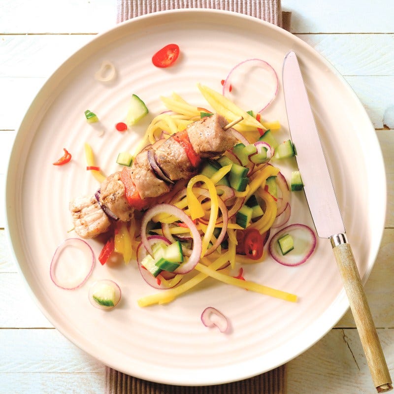 Photo de Brochette de porc et salade de concombre prise par WW
