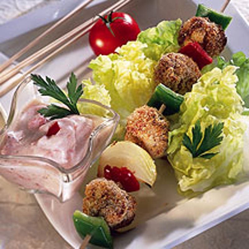 Photo de Brochettes aux boulettes de poulet et poivron prise par WW