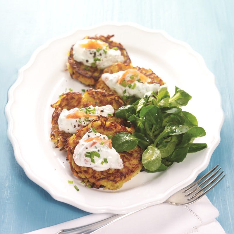 Foto van Aardappelkoekjes met zalm-bieslookroom door WW