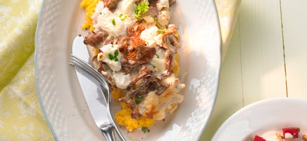 Gratin de polenta aux chanterelles