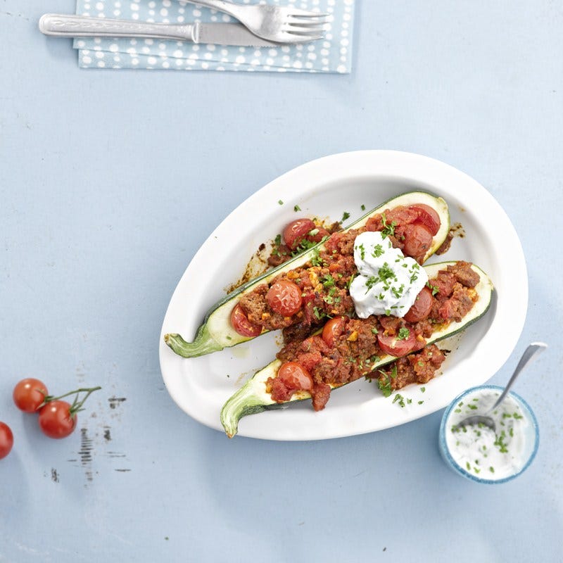 Courgettes farcies à la bolognaise