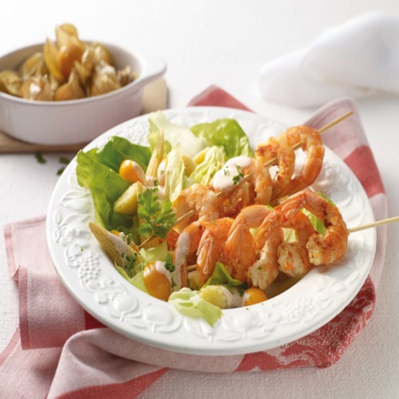 Foto van Scampispiesjes met salade door WW