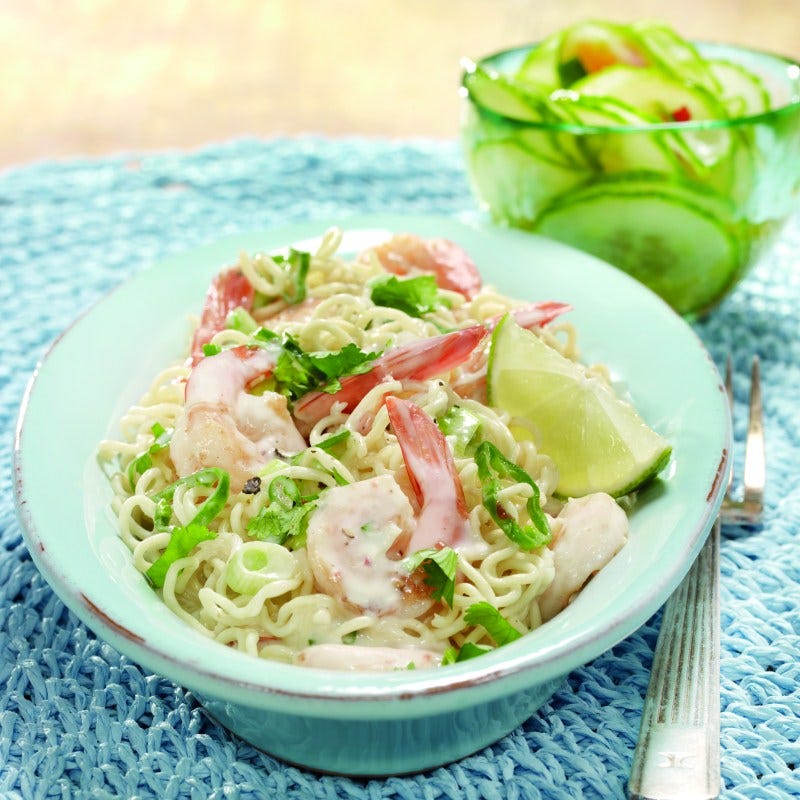 Photo de Nouilles et sauce épicée aux scampis prise par WW