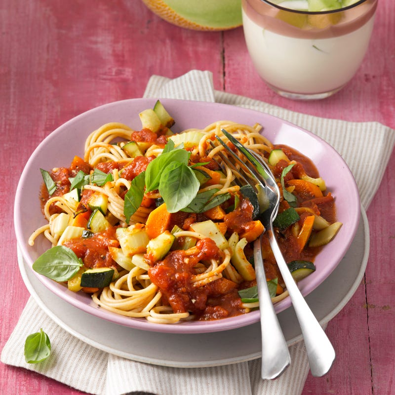 Spaghettis à la sauce aux légumes