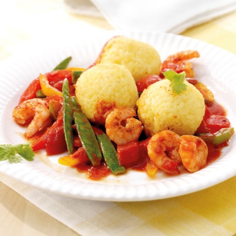 Foto van Rijstballetjes met paprika en scampi’s door WW