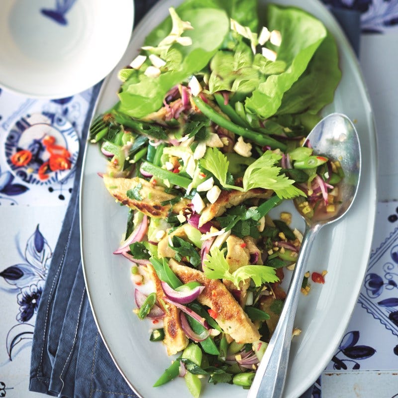 Foto van Pittige seitansalade met koriander door WW