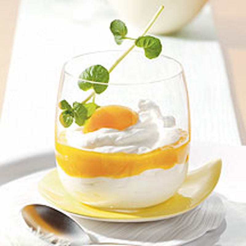 Foto van Plattekaasdessert met abrikozen door WW