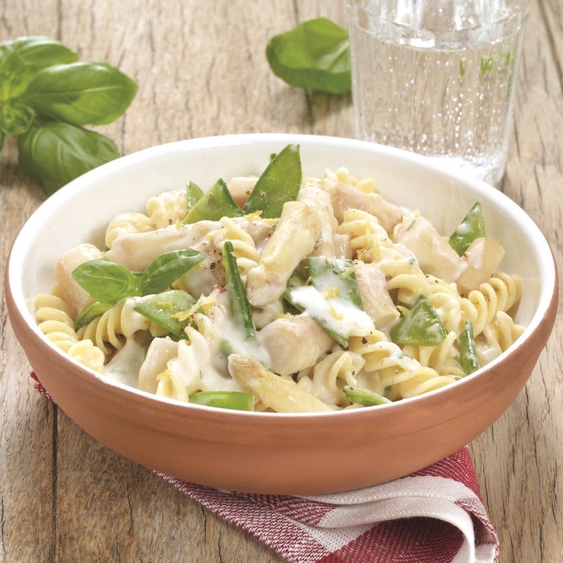 Photo de Fusilli à la sauce aux asperges et aux mange-tout prise par WW