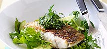 Cod with macadamia nut pesto