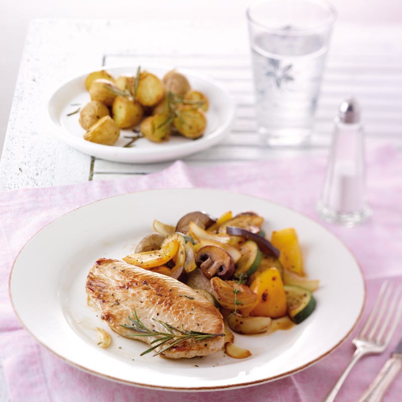 Foto Putenschnitzel mit Antipastigemüse von WW