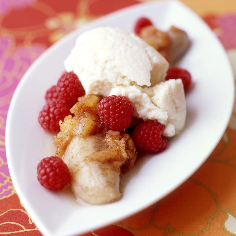 Foto Gebackene Banane mit Vanillecreme und Himbeeren von WW