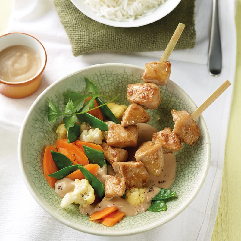 Foto Saté-Spieße mit buntem Gemüse von WW