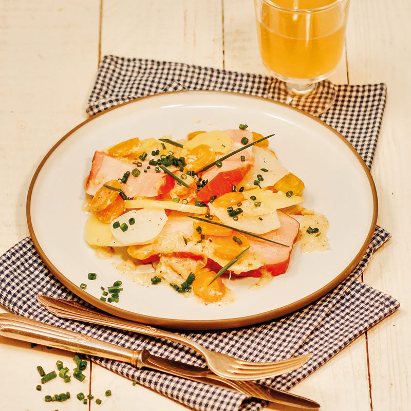 Foto Kassler in Senfsauce mit Kartoffel-Gemüse-Auflauf von WW