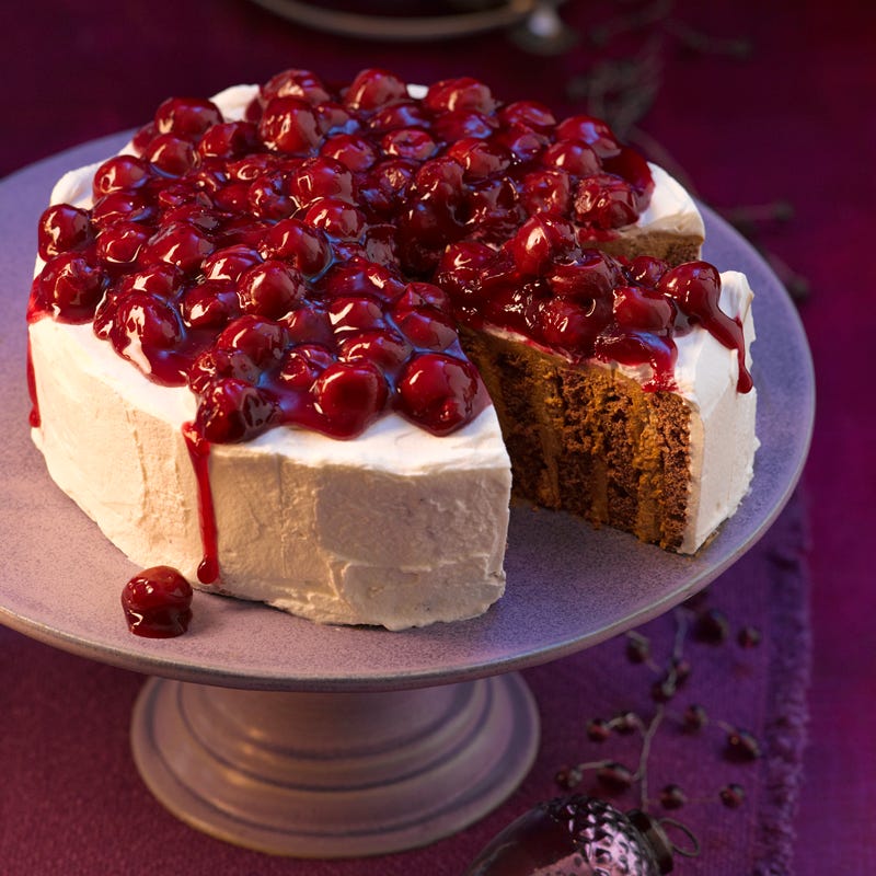 Foto Mokka-Wickeltorte mit Kirschen von WW