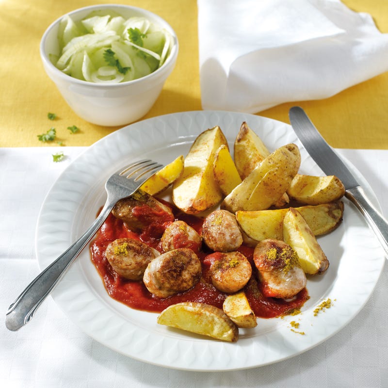 Foto Currywurst mit Wedges von WW