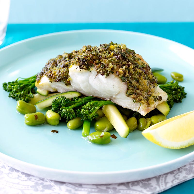 Foto Knusperfisch auf Frühlingsgemüse von WW