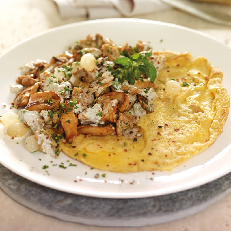 Hackomelettes mit Champignons