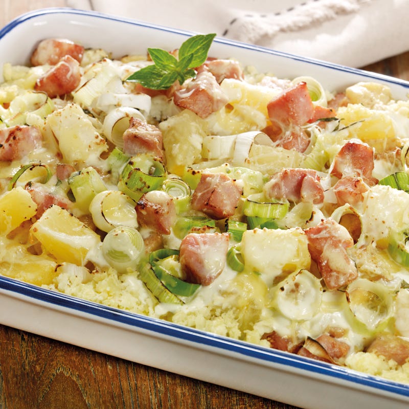 Kasseler-Lauch-Auflauf mit Püree