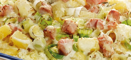 Kasseler-Lauch-Auflauf mit Püree