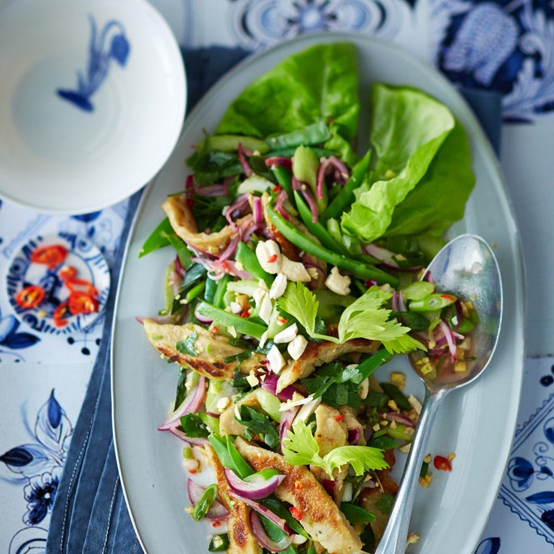 Pikanter Seitansalat mit Koriander