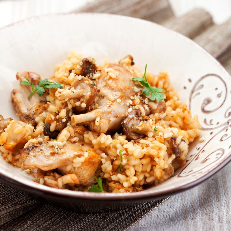 Foto Reis mit Kaninchen und Pilzen von WW