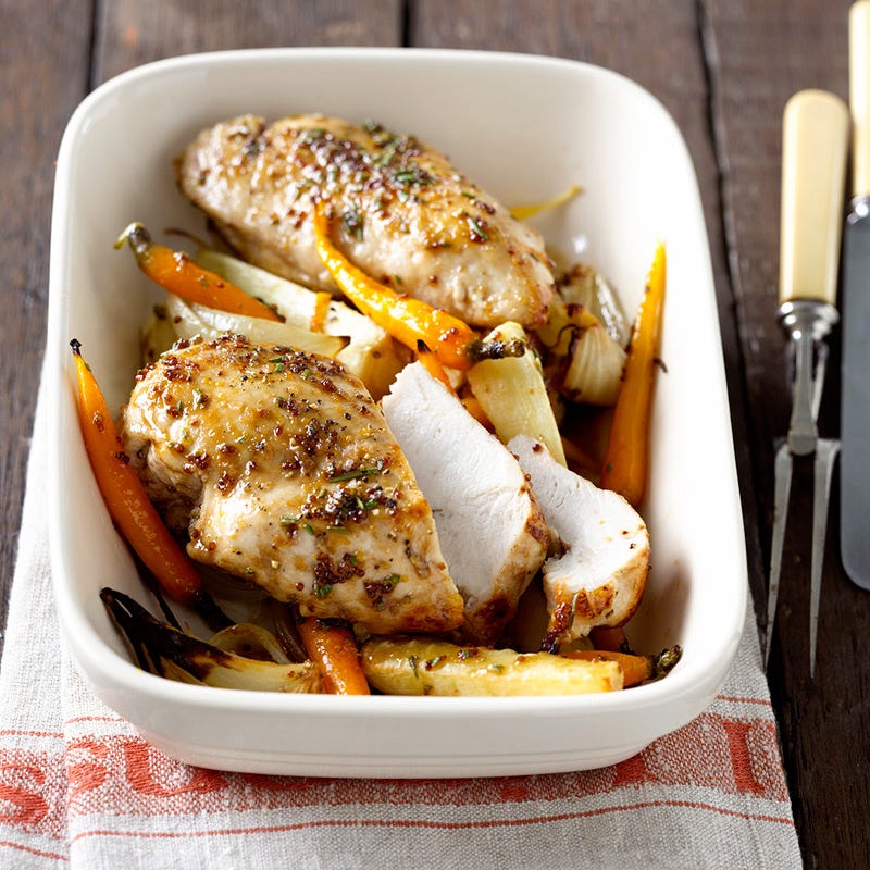 Foto Honig-Senf-Hühnchen mit Röstgemüse von WW