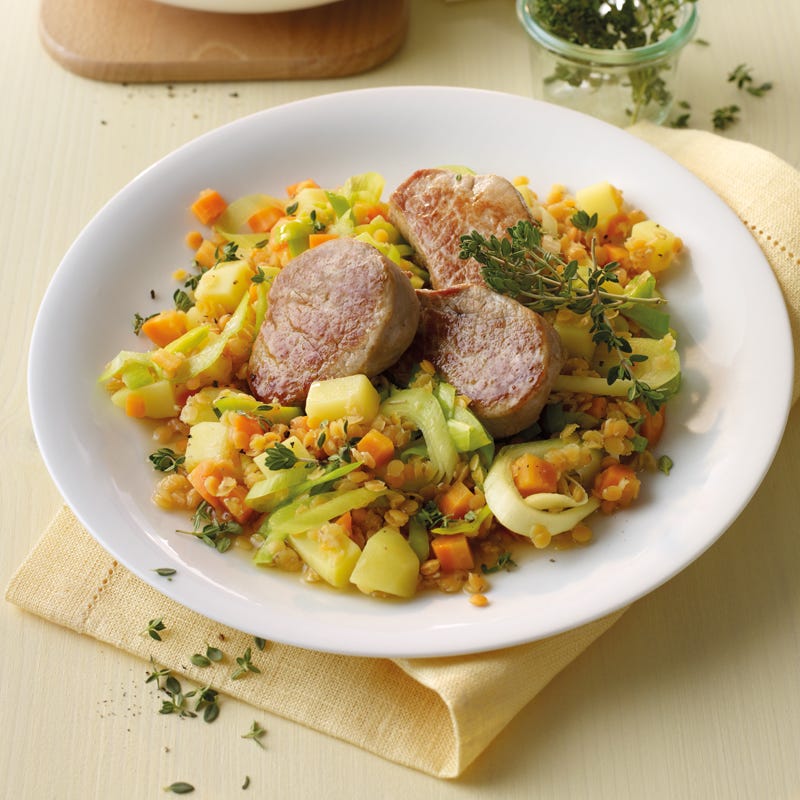 Foto Schweinefilet mit Linsengemüse von WW