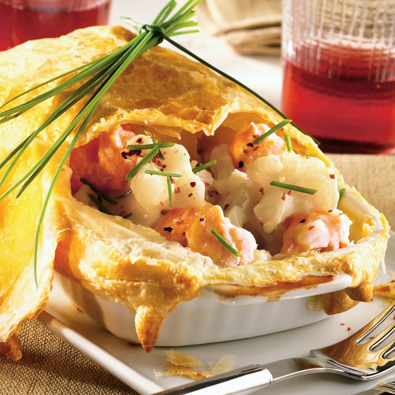 Foto Blumenkohl-Lachs-Gratin mit Blätterteighaube von WW