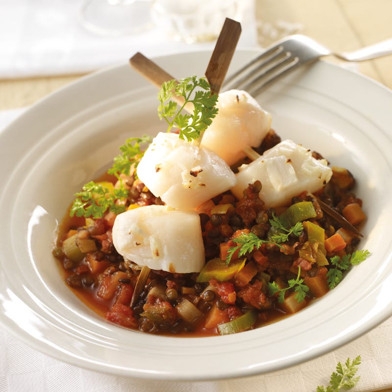 Foto Jakobsmuschelspieße auf Puy Linsen von WW