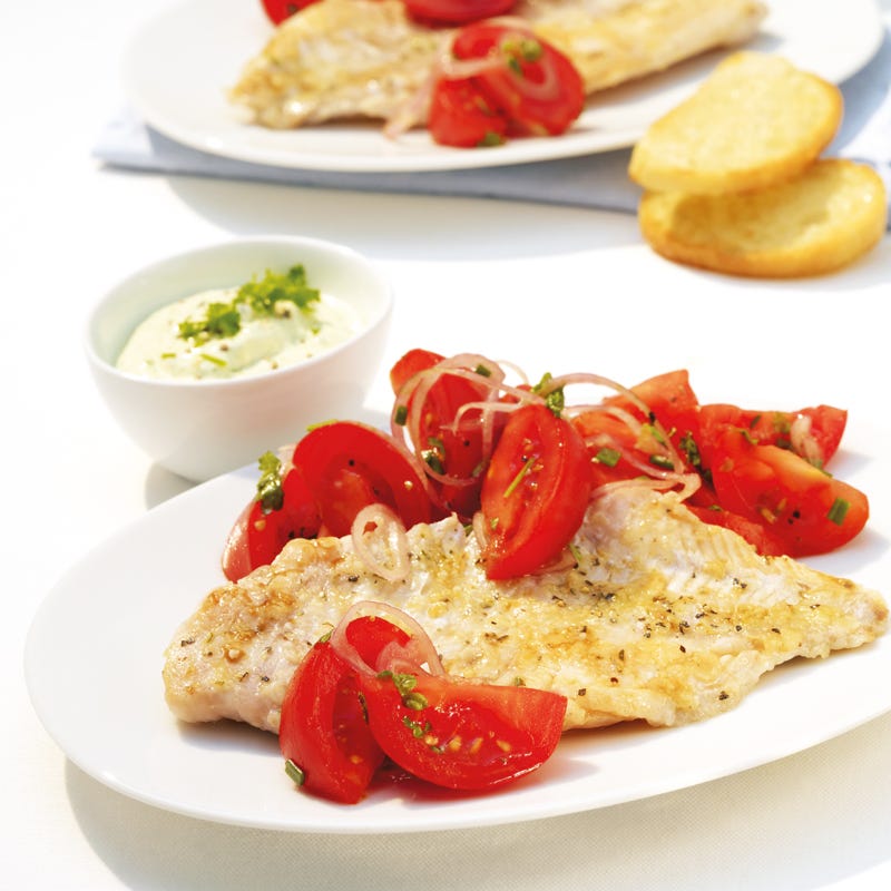 Foto Pangasiusfilet mit grüner Zitronensauce und Tomatensalat von WW
