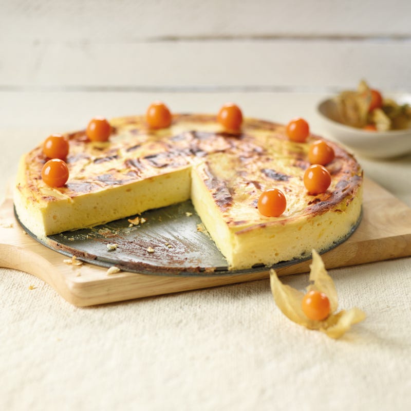 Cremiger Käsekuchen mit Physalis