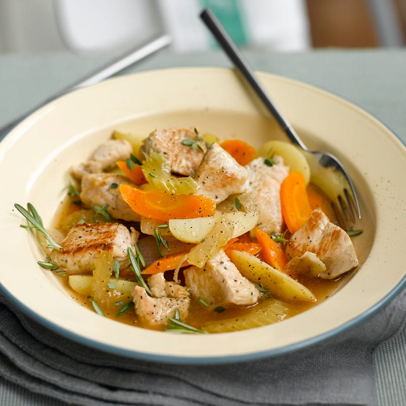 Putenwürfel in Cidresauce