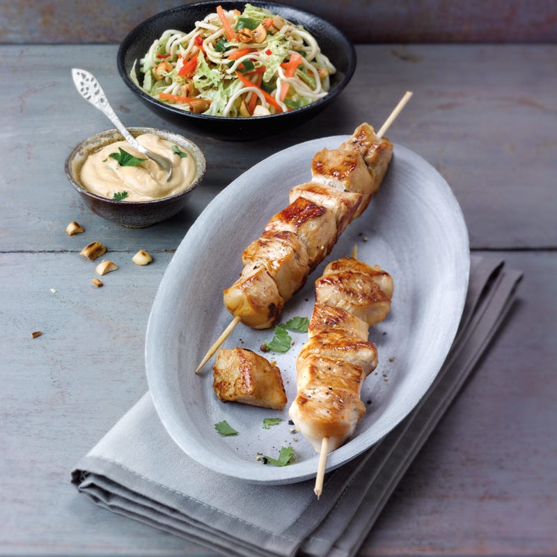 Hähnchensaté mit Mie-Nudel-Salat