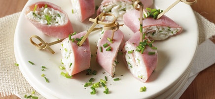 Schinkenröllchen mit Hüttenkäse