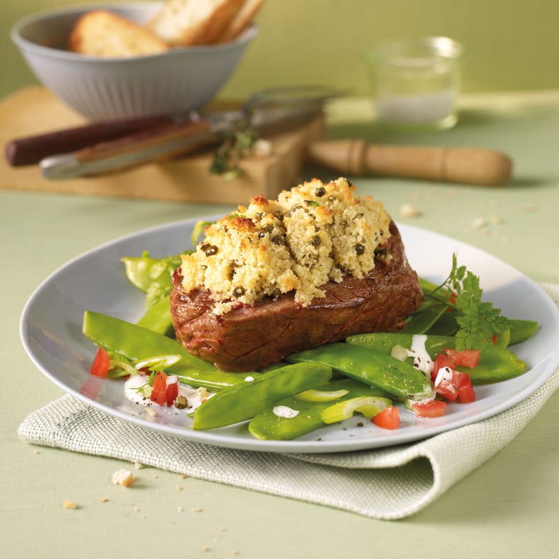 Foto Überbackene Steaks mit Zuckerschotensalat von WW