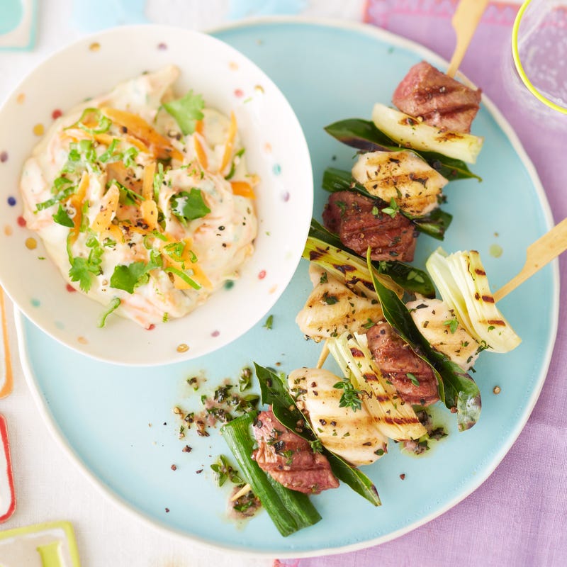 Filetspieße mit Karottendip