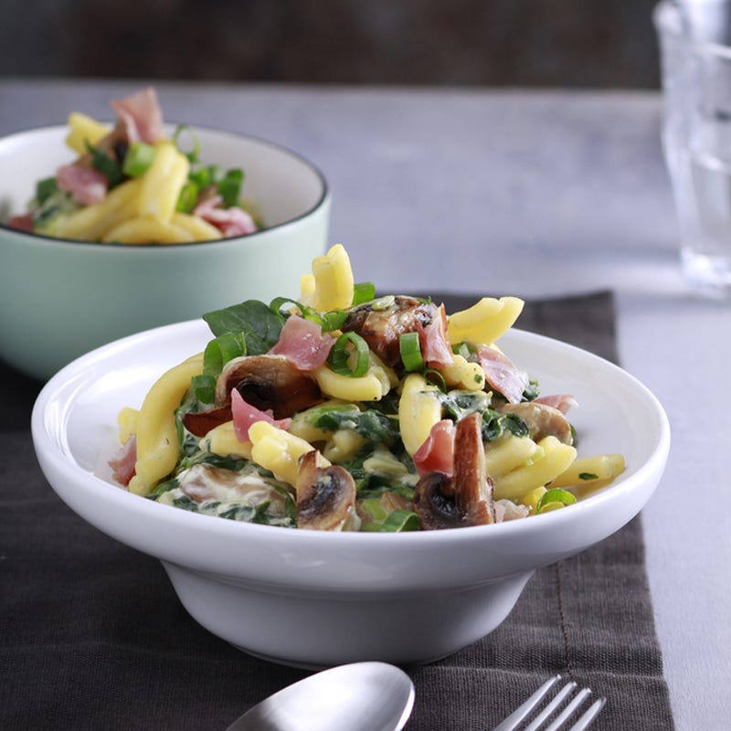 Foto Casereccie mit Schinken und cremiger Champignon-Spinat-Sauce von WW