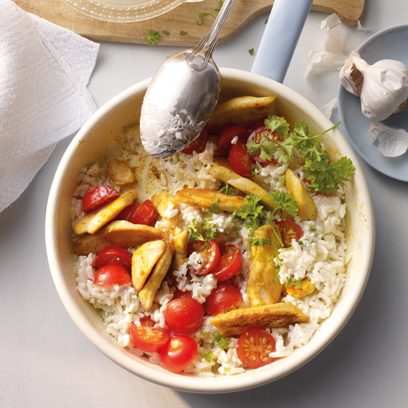 Foto Hähnchen-Joghurt-Pfanne mit Cocktailtomaten von WW