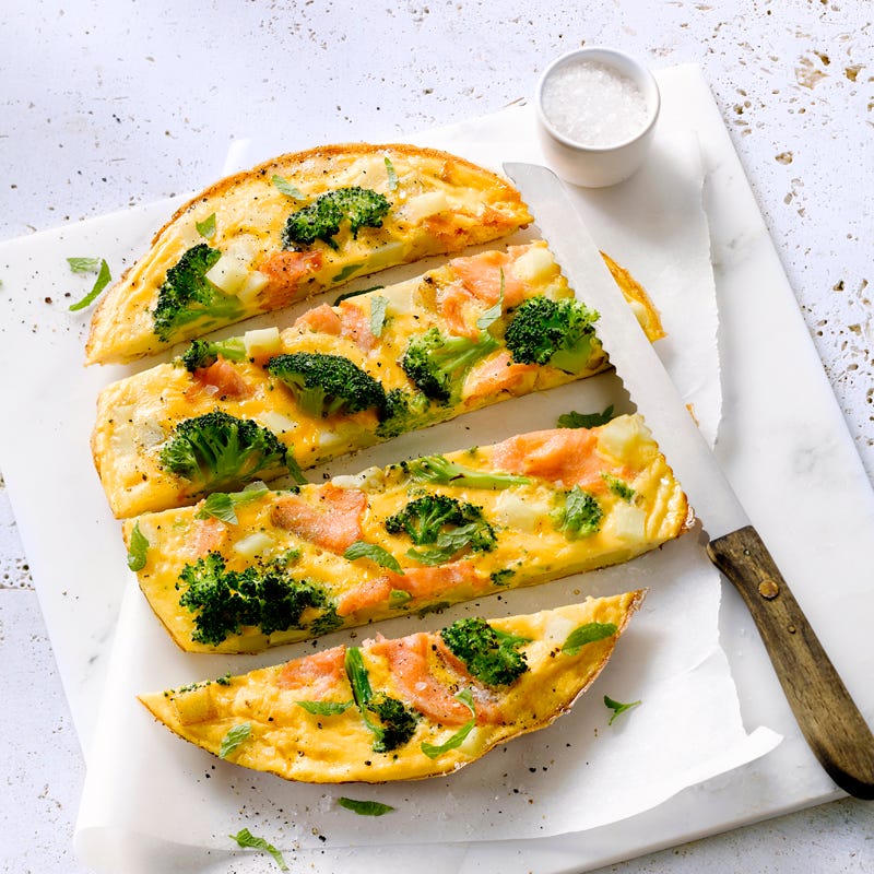 Frittata mit Lachs und Broccoli