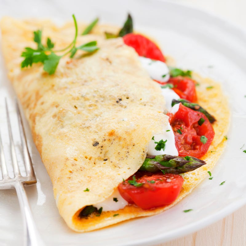 Foto Tortilla mit grünem Spargel, Tomaten und Frischkäse von WW