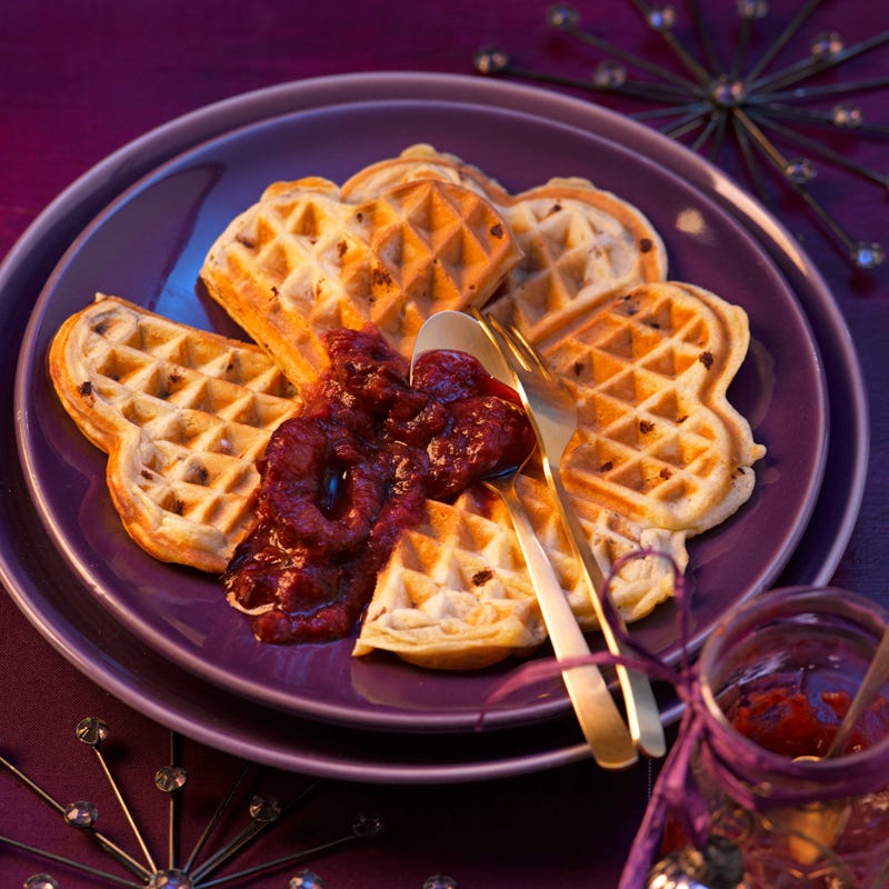 Foto Schoko-Quark-Waffeln mit Zwetschgenkompott von WW
