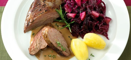 Gänsebrust mit Rotkohl