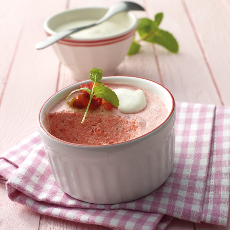 Erdbeermousse mit weißer Schokoladencreme