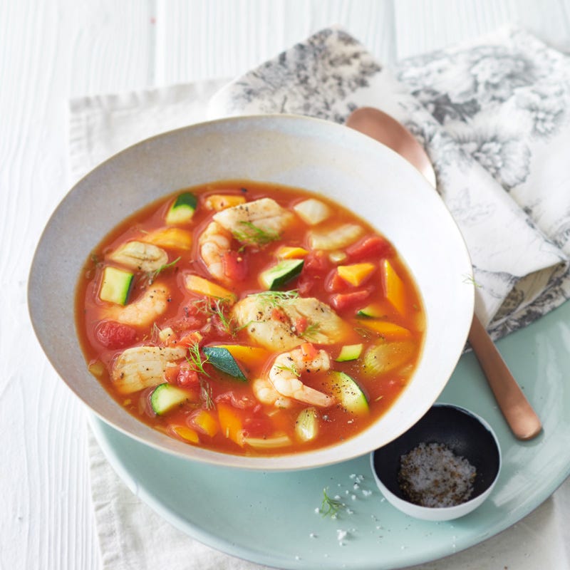 Provenzalische Seelachs-Garnelen-Suppe