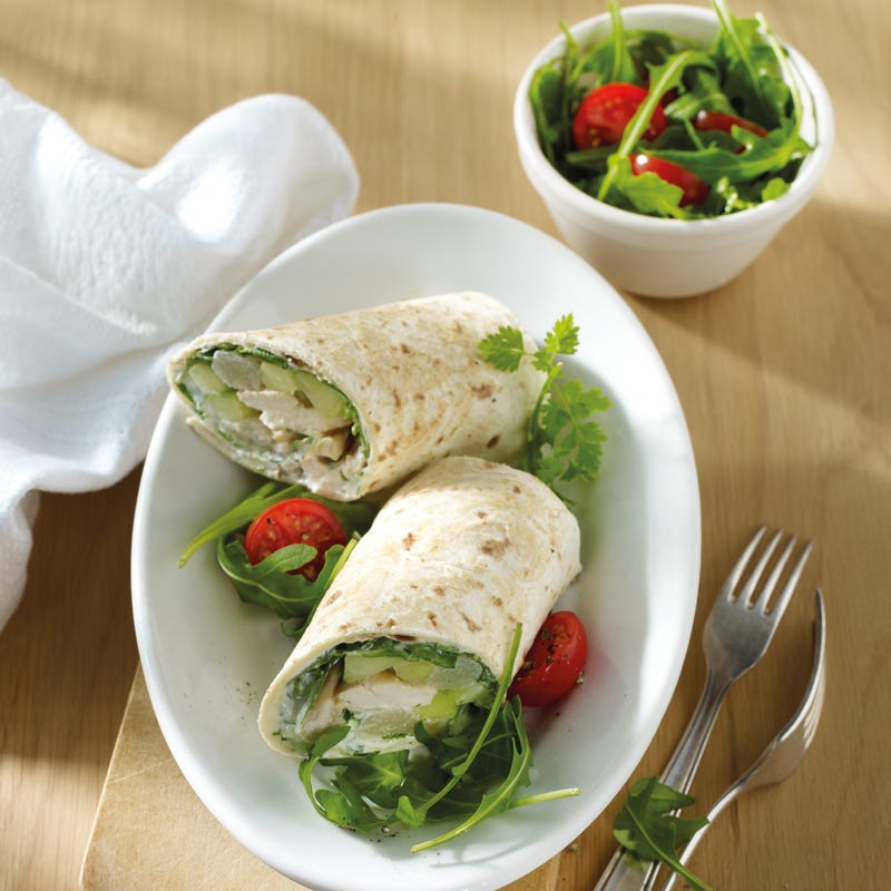 Hähnchenwrap mit Rucola und Spargel