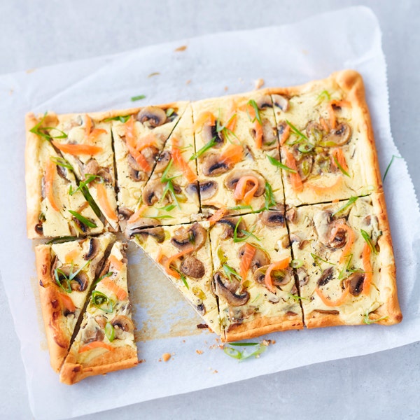 Champignon-Lachs-Kuchen mit Bärlauch